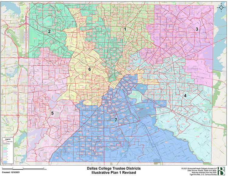 Dallas College Trustee Districts County Map Board Elections Dallas