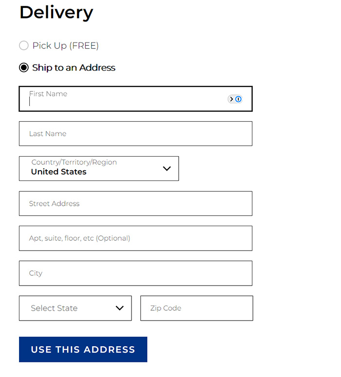 screenshot of shipping to address fields