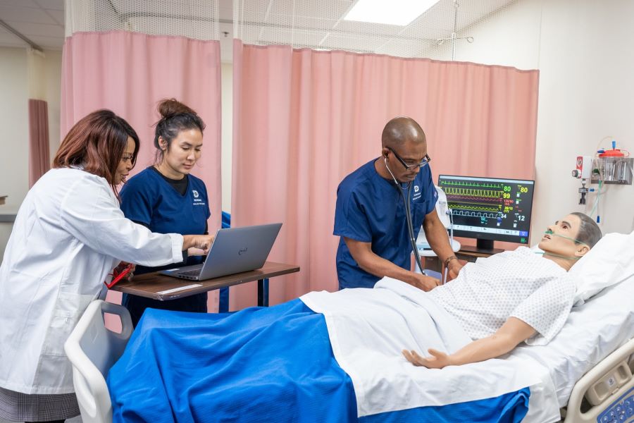 Students practice their nursing skills in the North Lake lab