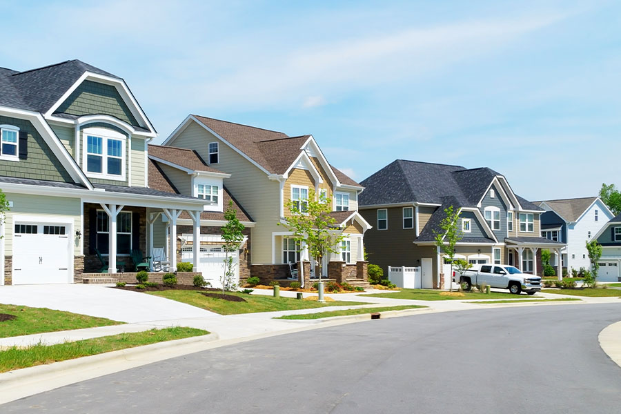 Row of residential homes