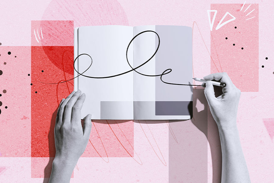 Abstract image of hands writing